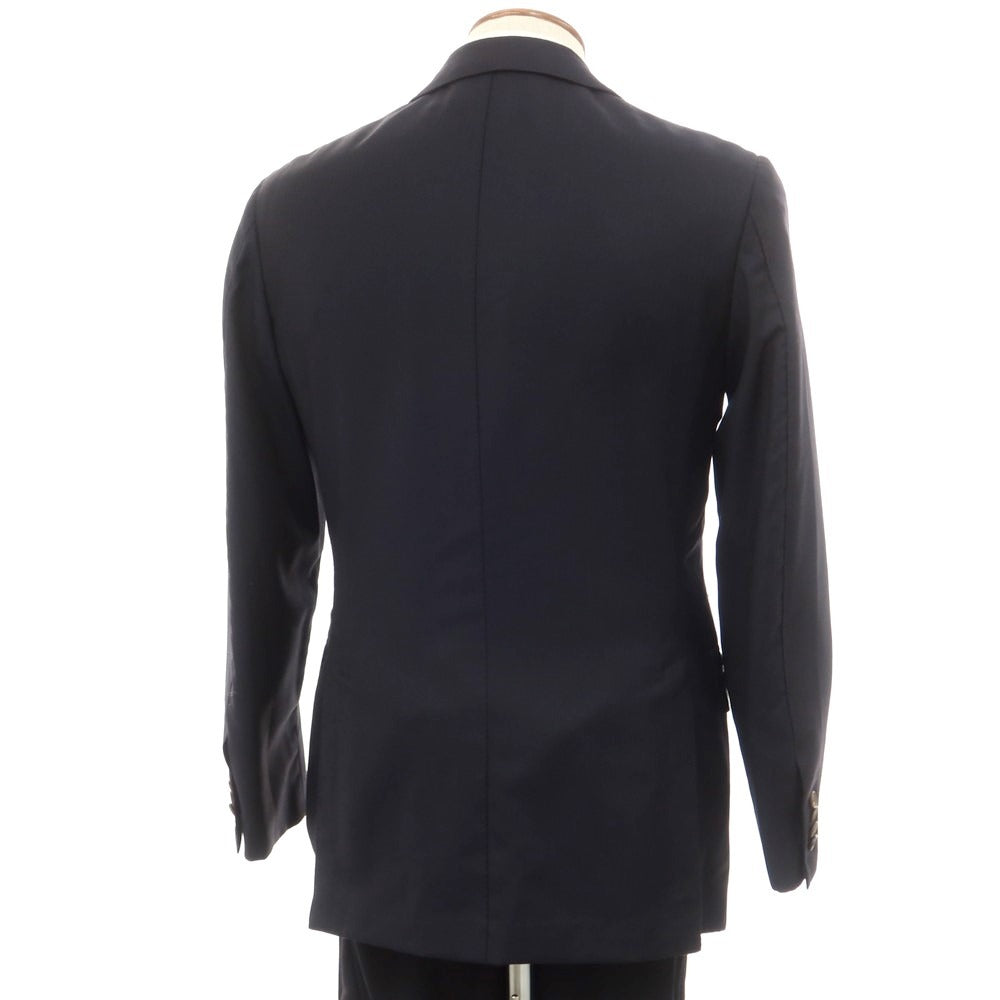 【中古】アンティカ サルトリア ディ アテッラ ナポリ Antica Sartoria Di Atella Napoli ウール ヘリンボーン 3つボタンスーツ ダークネイビー【サイズ46】【 状態ランクC 】【 メンズ 】 [EPD]
