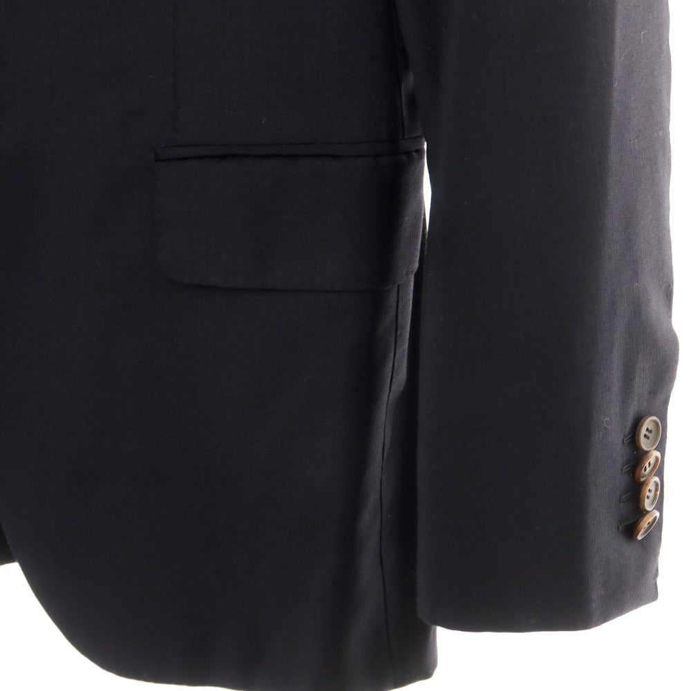 【中古】アンティカ サルトリア ディ アテッラ ナポリ Antica Sartoria Di Atella Napoli ウール ヘリンボーン 3つボタンスーツ ダークネイビー【サイズ46】【 状態ランクC 】【 メンズ 】 [EPD]