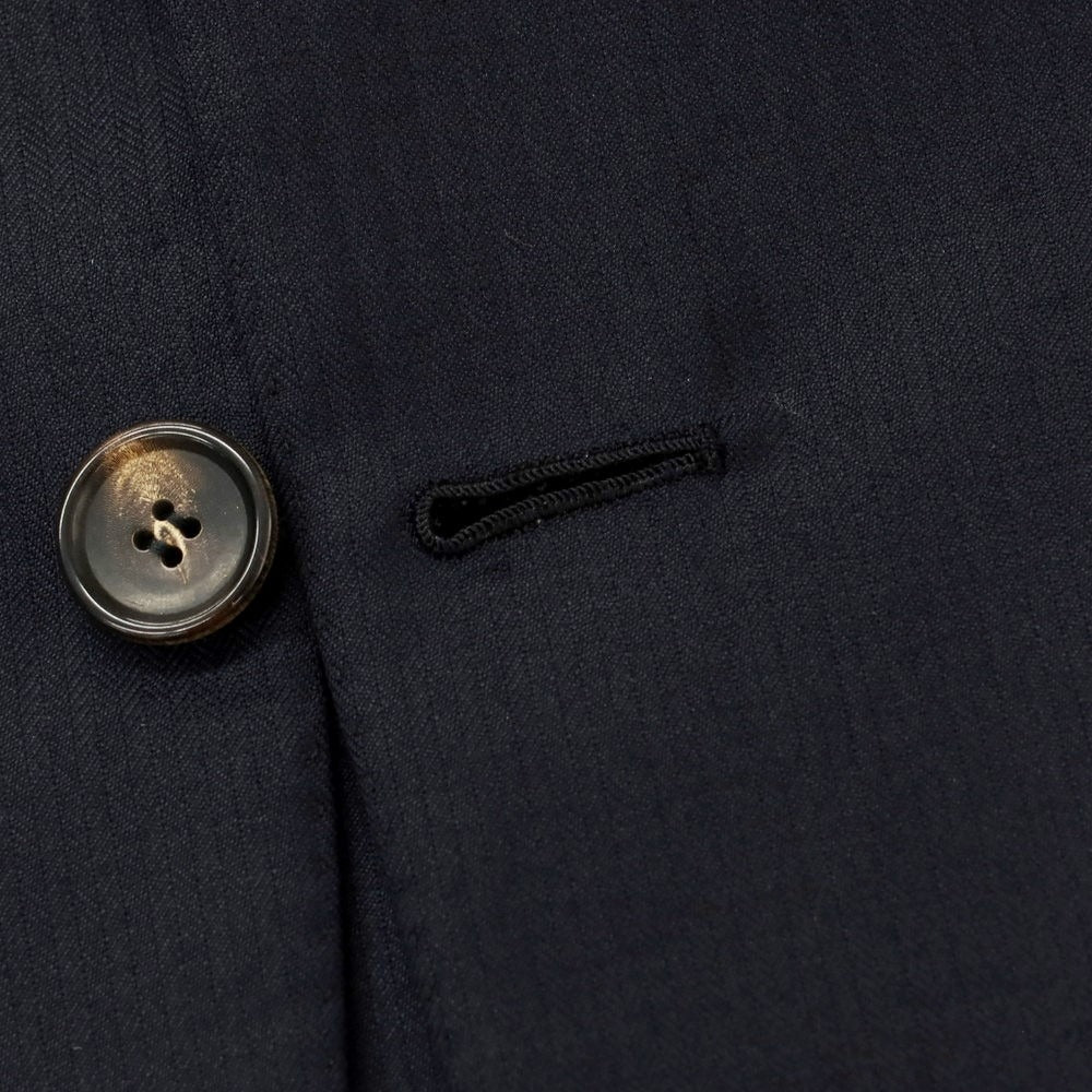 【中古】アンティカ サルトリア ディ アテッラ ナポリ Antica Sartoria Di Atella Napoli ウール ヘリンボーン 3つボタンスーツ ダークネイビー【サイズ46】【 状態ランクC 】【 メンズ 】 [EPD]
