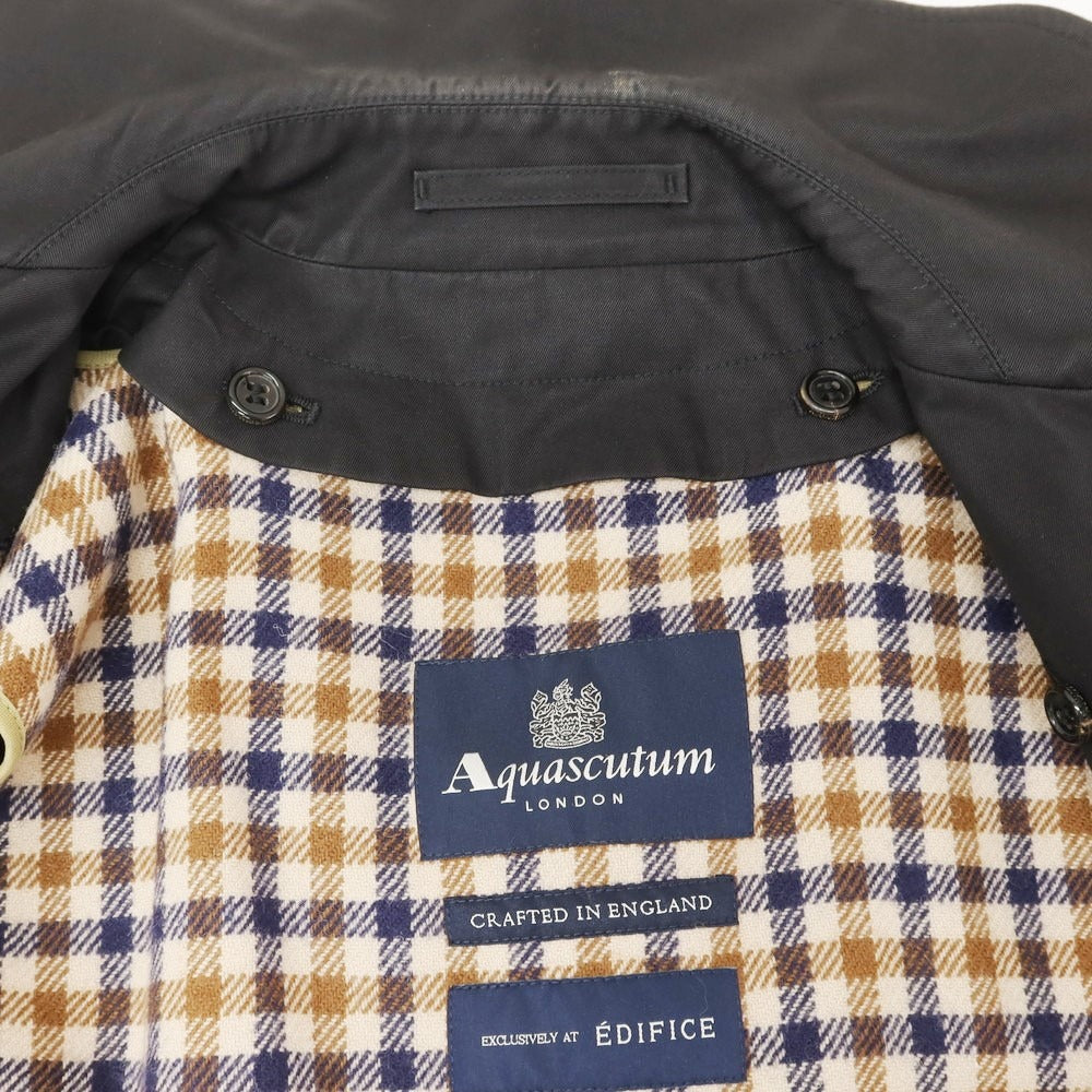 【中古】アクアスキュータム Aquascutum コットン ライナー付き ステンカラーコート ブラック【サイズ38】【 状態ランクC 】【 メンズ 】 [EPD]