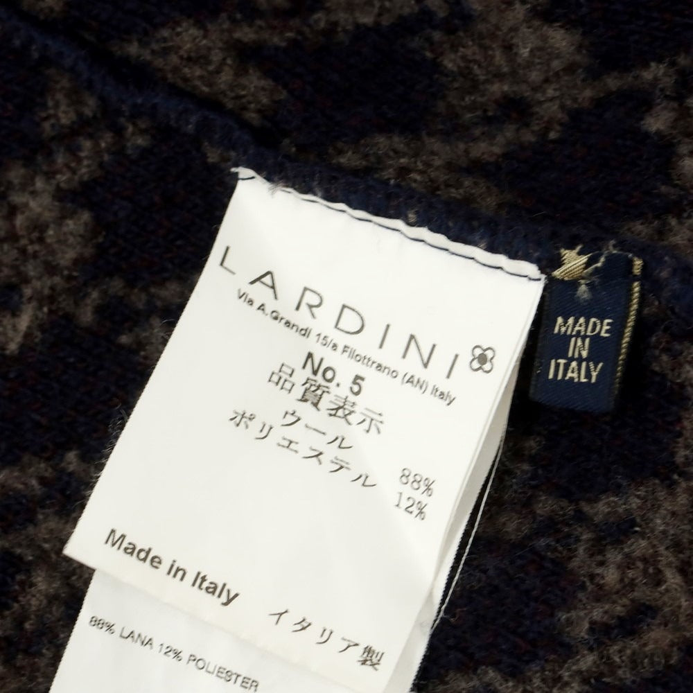 【中古】ラルディーニ LARDINI ウールポリエステル ハウンドトゥース 2B ニットジャケット アッシュブラウンxネイビー【サイズS】【BRW】【A/W】【状態ランクB】【メンズ】