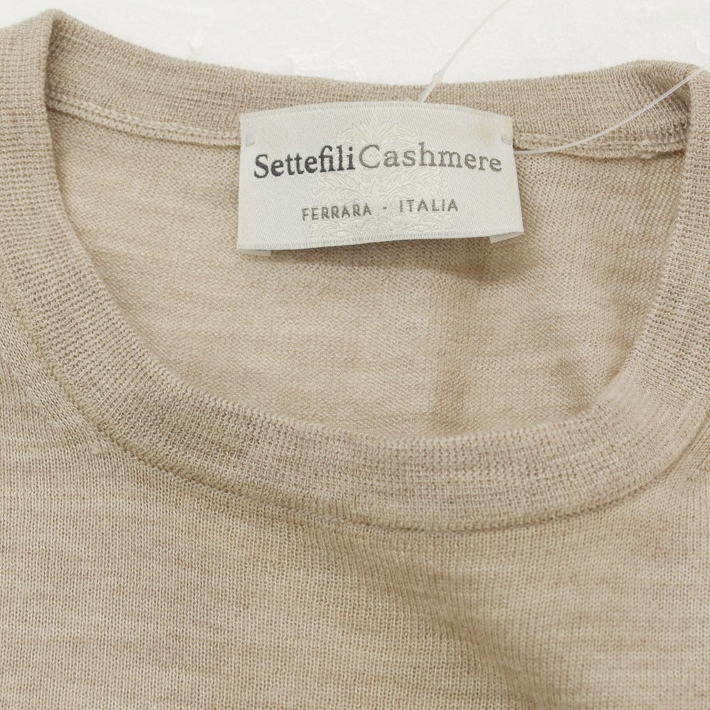 【中古】セッテフィーリ カシミア Settefili Cashmere ハイゲージカシミヤシルク Vネックニット ベージュ【 44 】【 状態ランクC 】【 メンズ 】