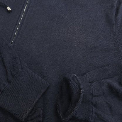 【中古】セッテフィーリ カシミア Settefili Cashmere ハイゲージ コットン ダブルジップ ニット パーカー ネイビー【 44 】【 状態ランクD 】【 メンズ 】