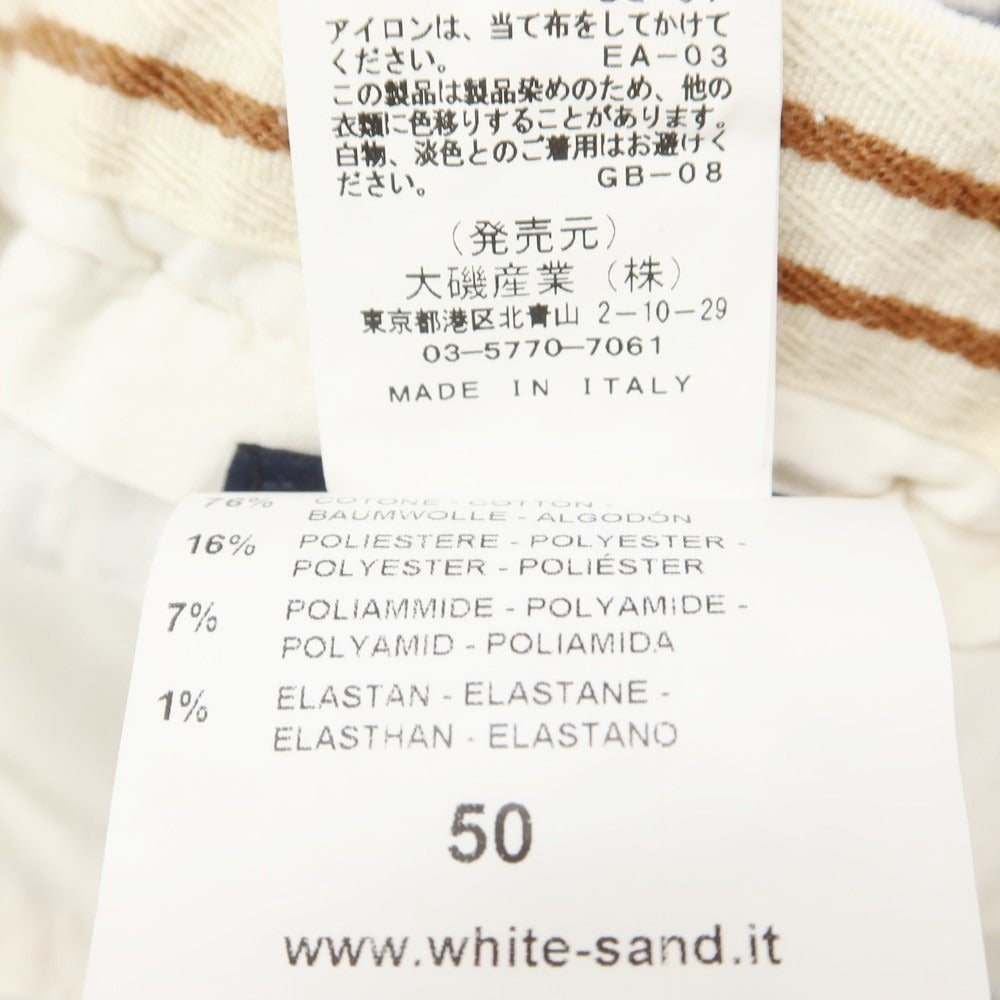 【中古】ホワイトサンド WHITE SAND ストレッチ コットンポリエステルナイロン ストライプ イージーパンツ ネイビーxホワイト【 50 】【 状態ランクB 】【 メンズ 】