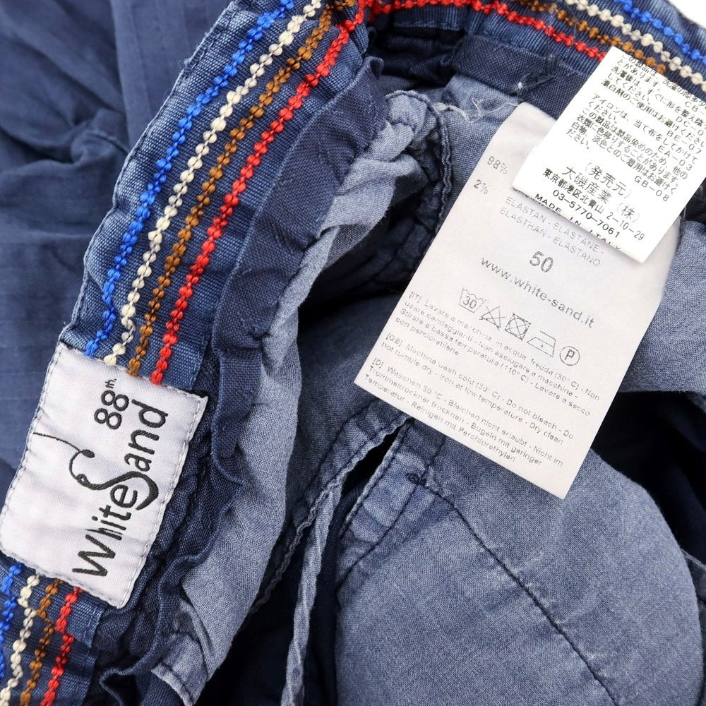 【中古】ホワイトサンド WHITE SAND ストレッチ コットン ストライプ イージーパンツ ネイビー【 50 】【 状態ランクC 】【 メンズ 】