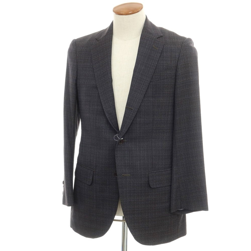 【中古】カシヤマ ザ スマートテーラー KASHIYAMA the Smart Tailor ウール 3B テーラードジャケット ダークネイビーxブラウン【サイズ48】【 状態ランクD 】【 メンズ 】 [EPD]