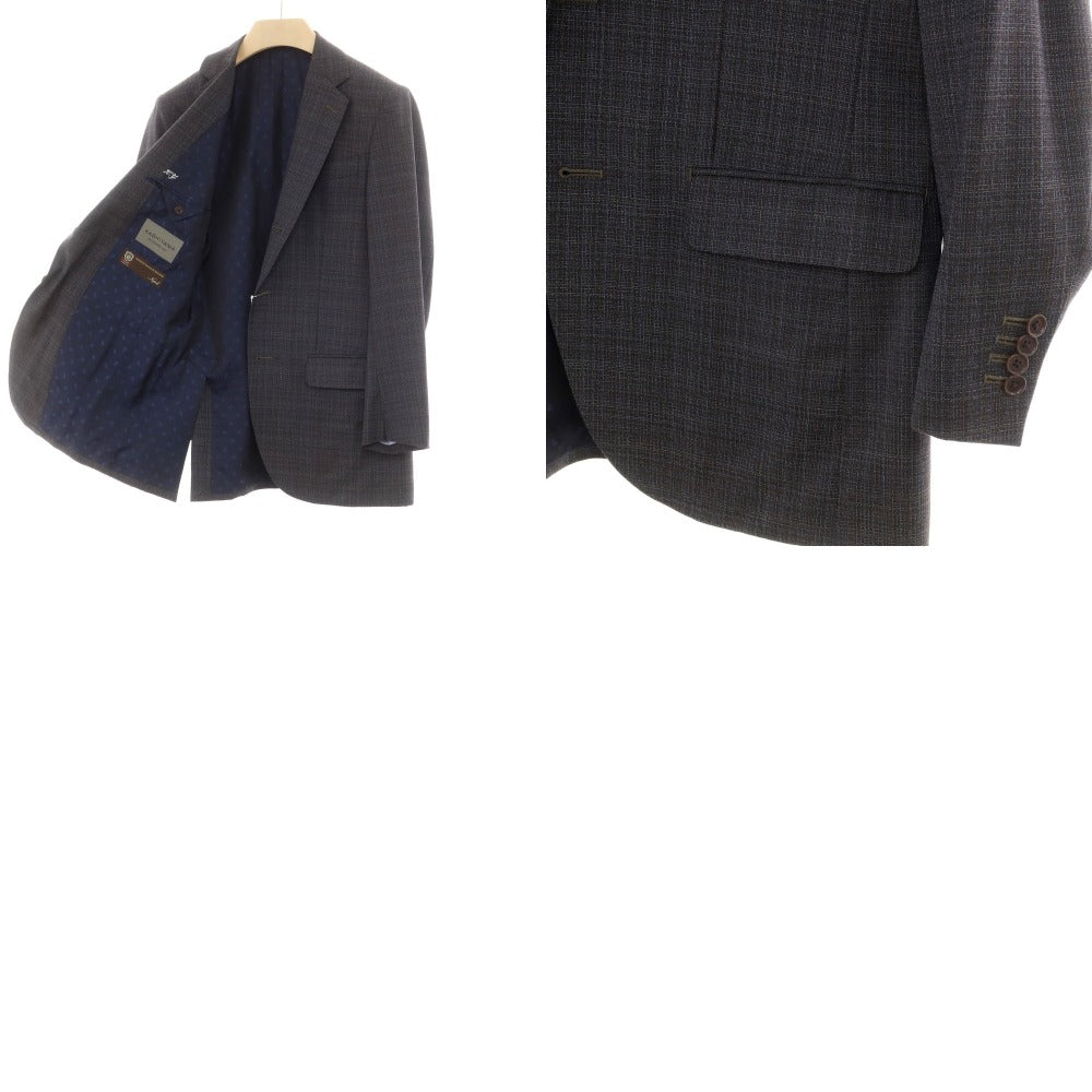 【中古】カシヤマ ザ スマートテーラー KASHIYAMA the Smart Tailor ウール 3B テーラードジャケット ダークネイビーxブラウン【サイズ48】【 状態ランクD 】【 メンズ 】 [EPD]