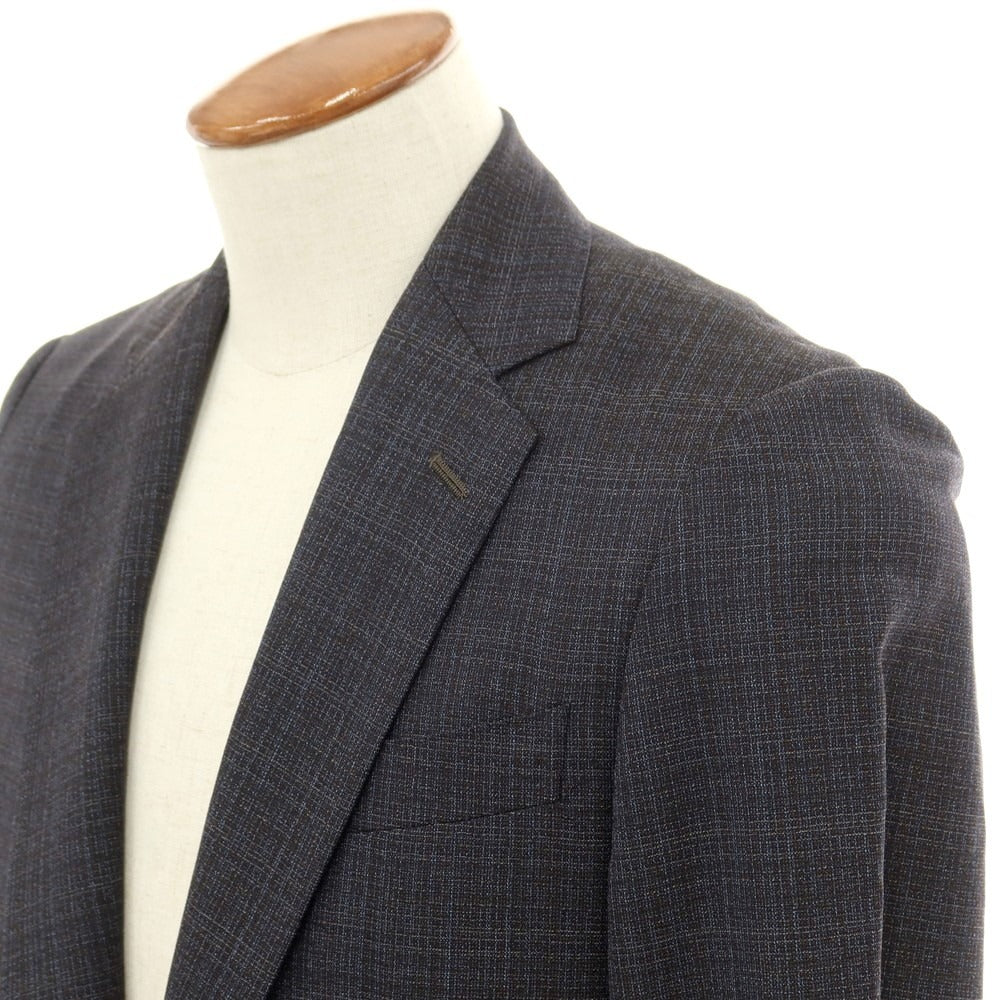 【中古】カシヤマ ザ スマートテーラー KASHIYAMA the Smart Tailor ウール 3B テーラードジャケット ダークネイビーxブラウン【サイズ48】【 状態ランクD 】【 メンズ 】 [EPD]