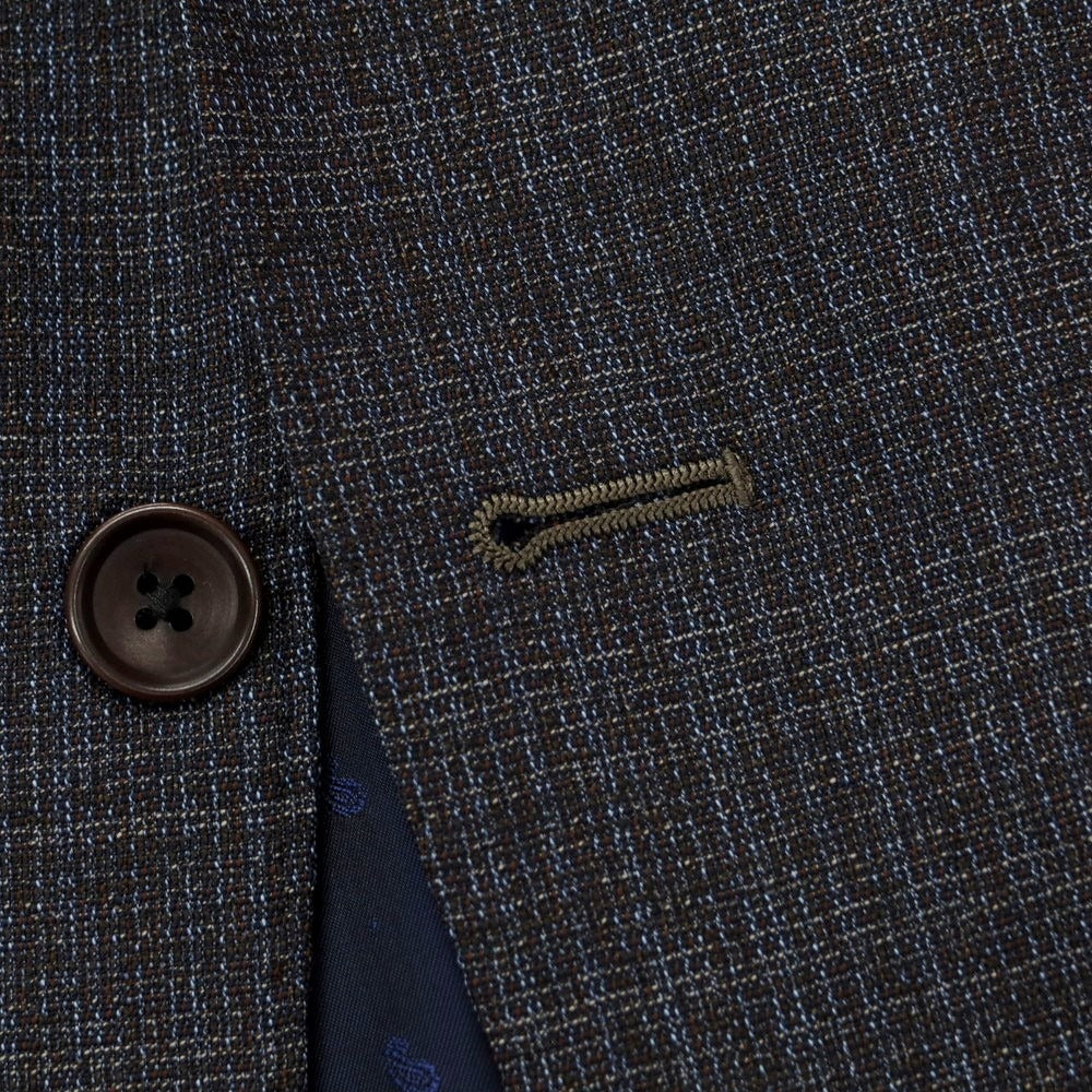 【中古】カシヤマ ザ スマートテーラー KASHIYAMA the Smart Tailor ウール 3B テーラードジャケット ダークネイビーxブラウン【サイズ48】【 状態ランクD 】【 メンズ 】 [EPD]