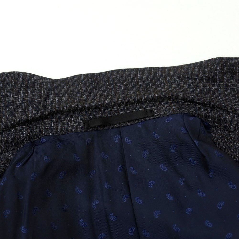 【中古】カシヤマ ザ スマートテーラー KASHIYAMA the Smart Tailor ウール 3B テーラードジャケット ダークネイビーxブラウン【サイズ48】【 状態ランクD 】【 メンズ 】 [EPD]