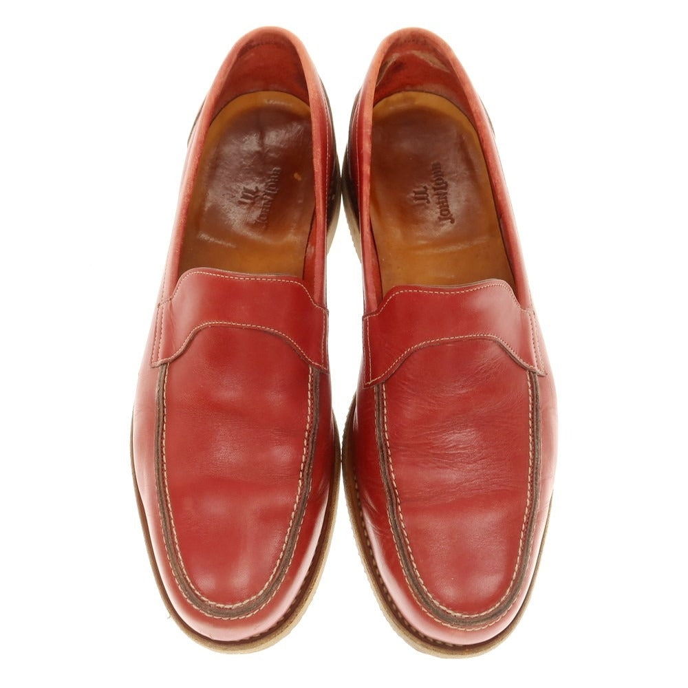 【中古】ジョンロブ John Lobb TOBASO デッキシューズ ローファー レッド【 7 1/2E 】【 状態ランクC 】【 メンズ 】