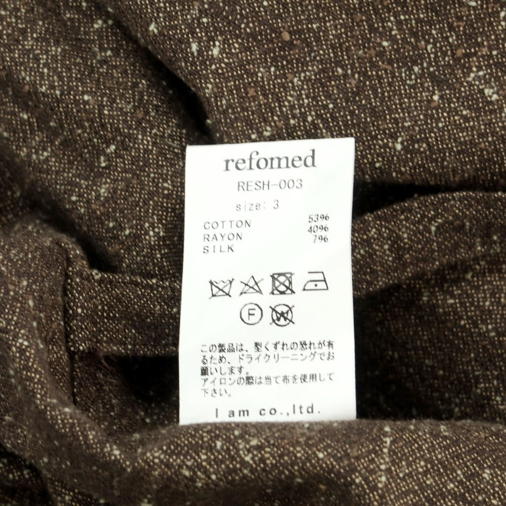 【中古】【未使用】リフォメッド refomed HAORI コットンレーヨンシルク 作務衣 シャツ ブラウン【 3 】【 状態ランクS 】【 メンズ 】