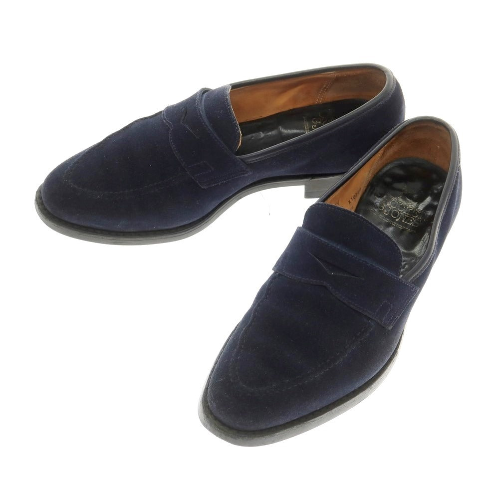 【中古】クロケットアンドジョーンズ CROCKETT&amp;JONES SYDNEY スエード コインローファー ネイビー【 6 E 】【 状態ランクC 】【 メンズ 】