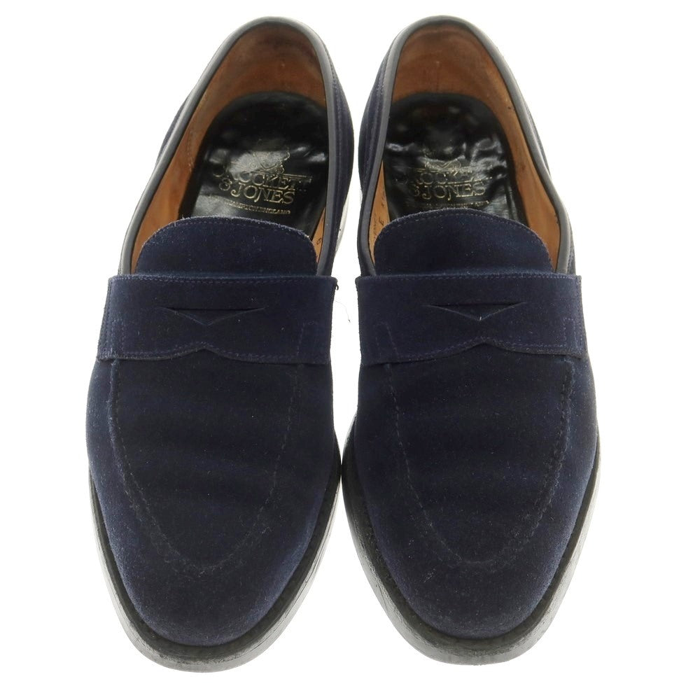 【中古】クロケットアンドジョーンズ CROCKETT&amp;JONES SYDNEY スエード コインローファー ネイビー【 6 E 】【 状態ランクC 】【 メンズ 】