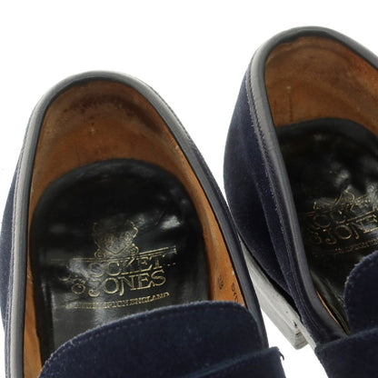 【中古】クロケットアンドジョーンズ CROCKETT&amp;JONES SYDNEY スエード コインローファー ネイビー【 6 E 】【 状態ランクC 】【 メンズ 】