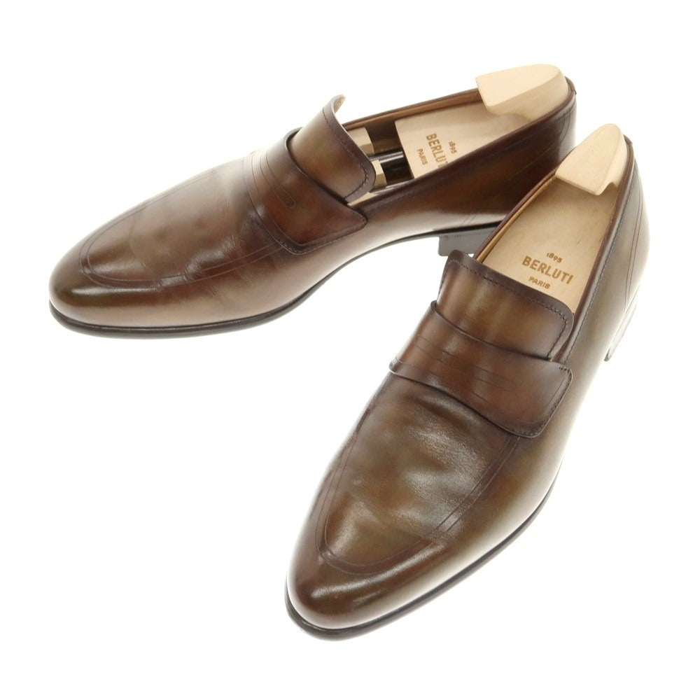 【中古】ベルルッティ Berluti ブリュレ コインローファー ブラウンオリーブ【 6 1/2 】【 状態ランクB 】【 メンズ 】 [DPD]