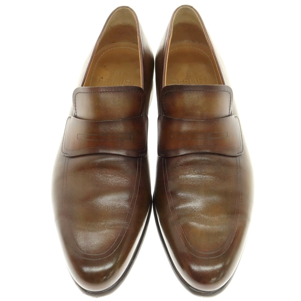 【中古】ベルルッティ Berluti ブリュレ コインローファー ブラウンオリーブ【 6 1/2 】【 状態ランクB 】【 メンズ 】 [DPD]