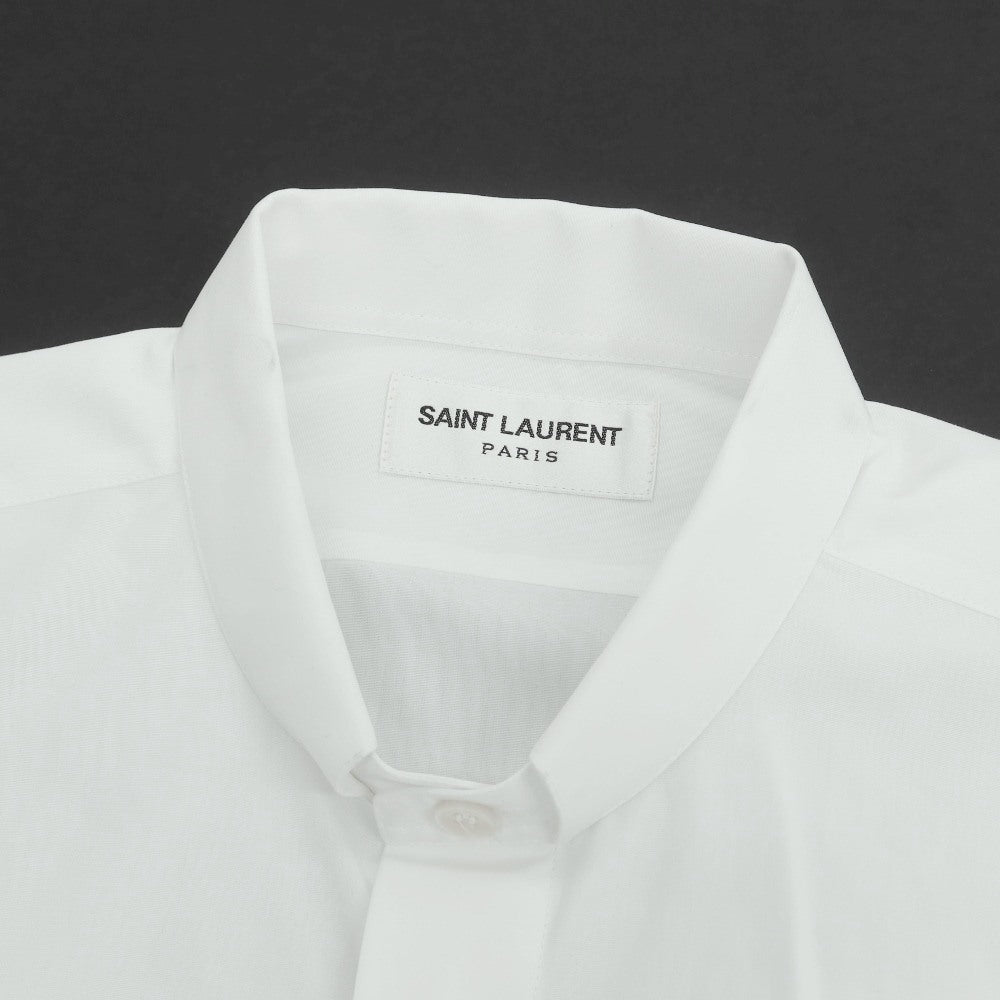 【中古】サンローランパリ SAINT LAURENT PARIS ブロード織りコットン ドレスシャツ ホワイト【サイズ37】【 状態ランクB 】【 メンズ 】 [EPD]