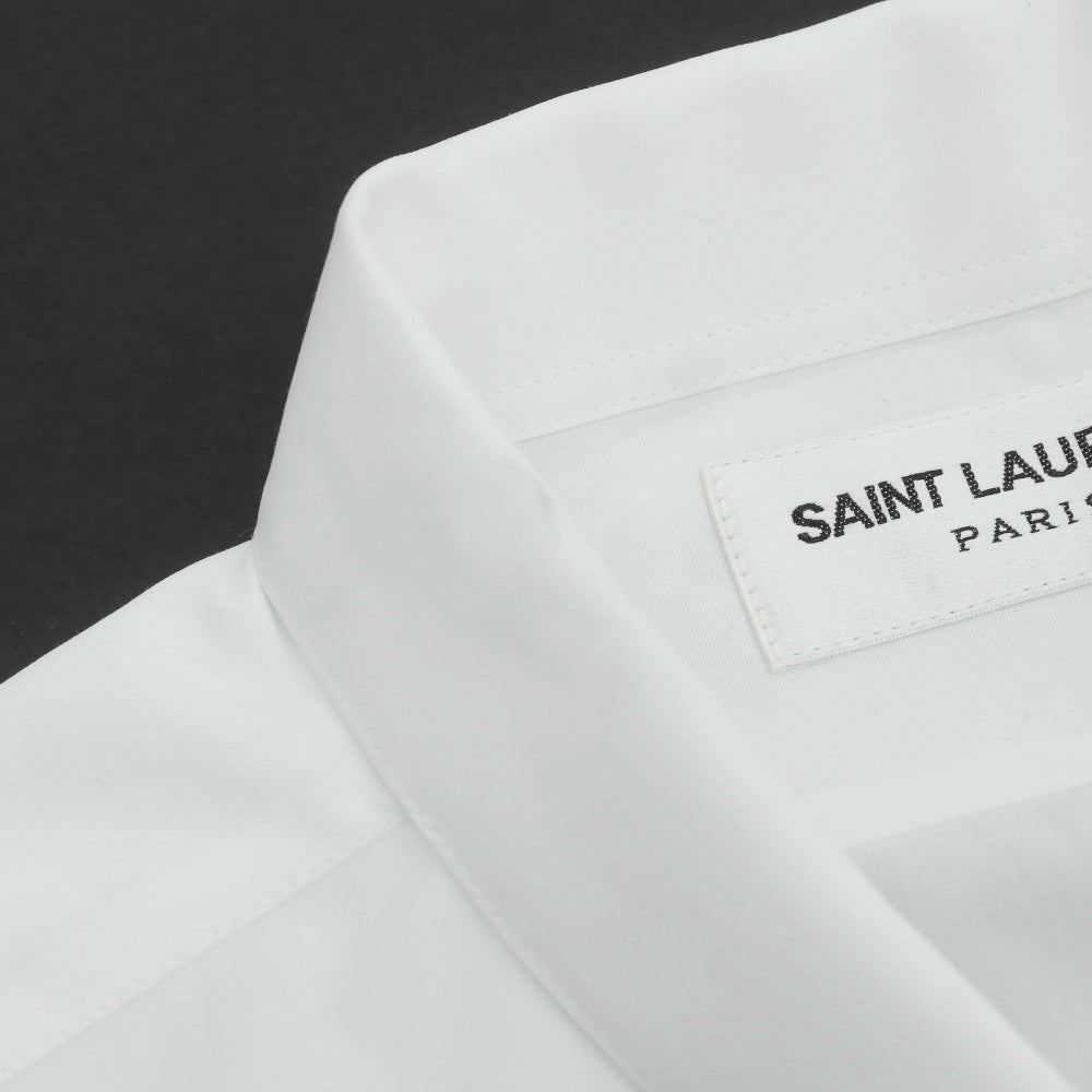 【中古】サンローランパリ SAINT LAURENT PARIS ブロード織りコットン ドレスシャツ ホワイト【サイズ37】【 状態ランクB 】【 メンズ 】 [EPD]