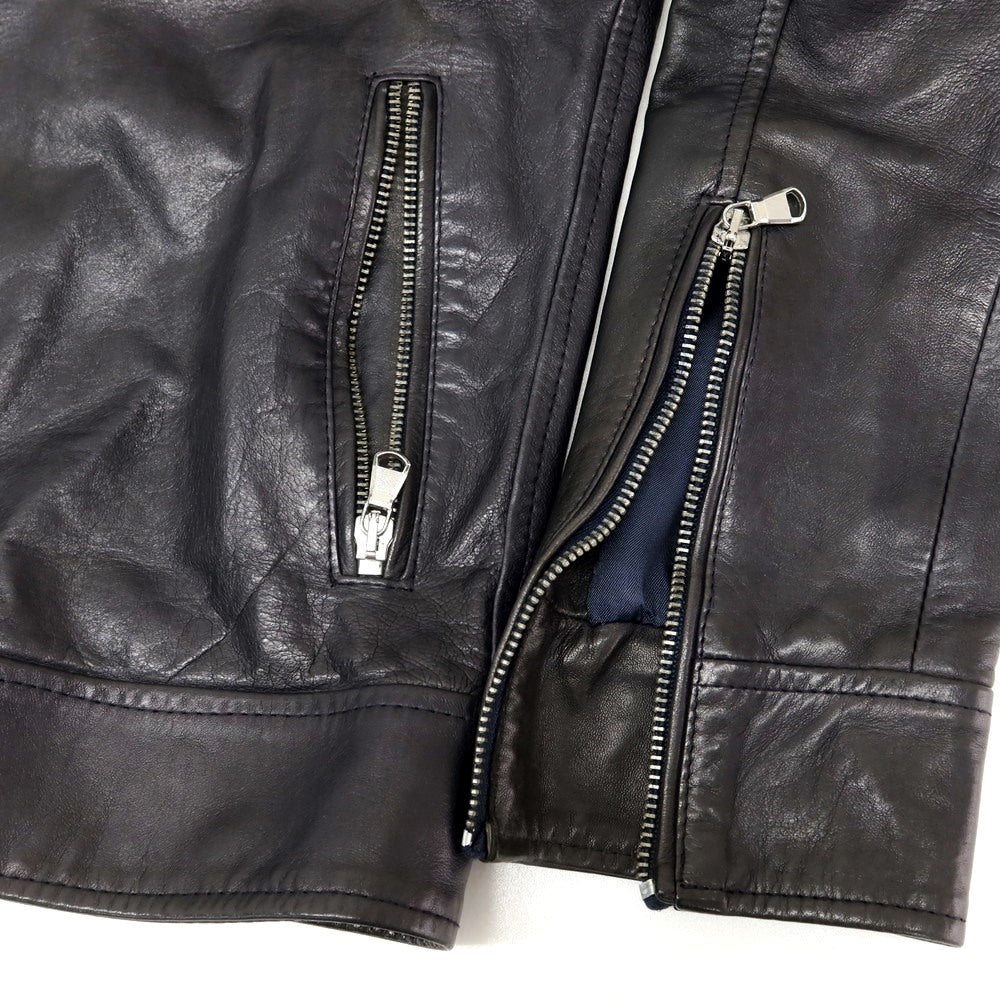 【中古】エンメティ EMMETI ラムスキン ダブル ライダースジャケット ブラック【サイズ44】【 状態ランクC 】【 メンズ 】 [EPD]
