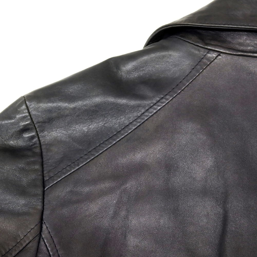 【中古】エンメティ EMMETI ラムスキン ダブル ライダースジャケット ブラック【サイズ44】【 状態ランクC 】【 メンズ 】 [EPD]