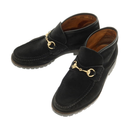 【中古】グッチ GUCCI スエード モカシンビットブーツ ブラック【 7 1/2D 】【 状態ランクC 】【 メンズ 】