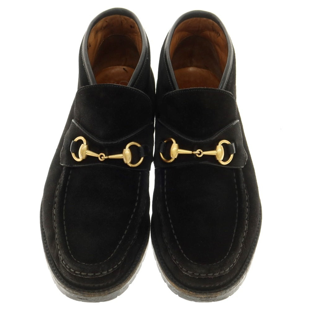 【中古】グッチ GUCCI スエード モカシンビットブーツ ブラック【 41 1/2E 】【 状態ランクC 】【 メンズ 】