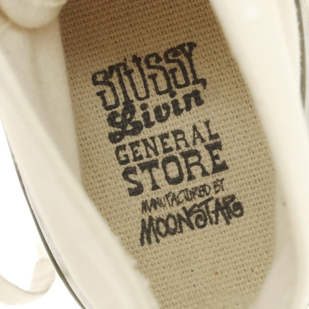 【中古】ステューシー STUSSY × MOONSTAR キャンバス ラバー スニーカー オフホワイトxオリーブ【 6 】【 状態ランクB 】【 メンズ 】