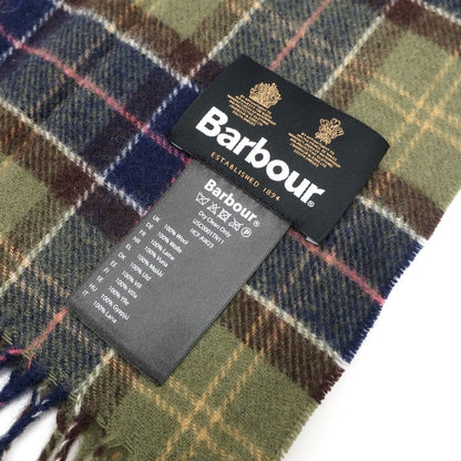 【中古】バブアー Barbour ウール チェック マフラー オリーブxネイビー【GRN】【A/W】【状態ランクB】【メンズ】