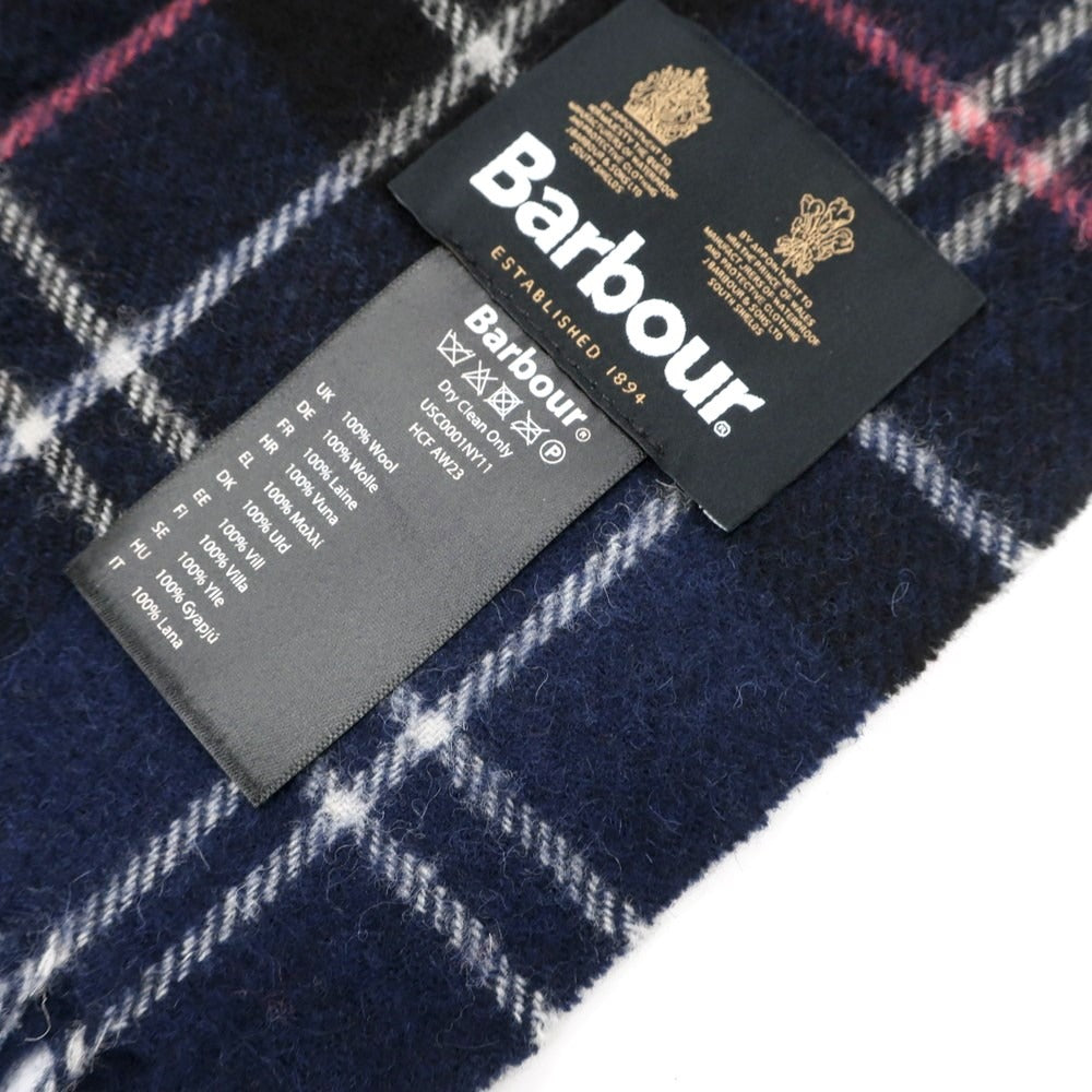 【中古】バブアー Barbour ウール チェック マフラー ネイビーxブラック【NVY】【A/W】【状態ランクB】【メンズ】