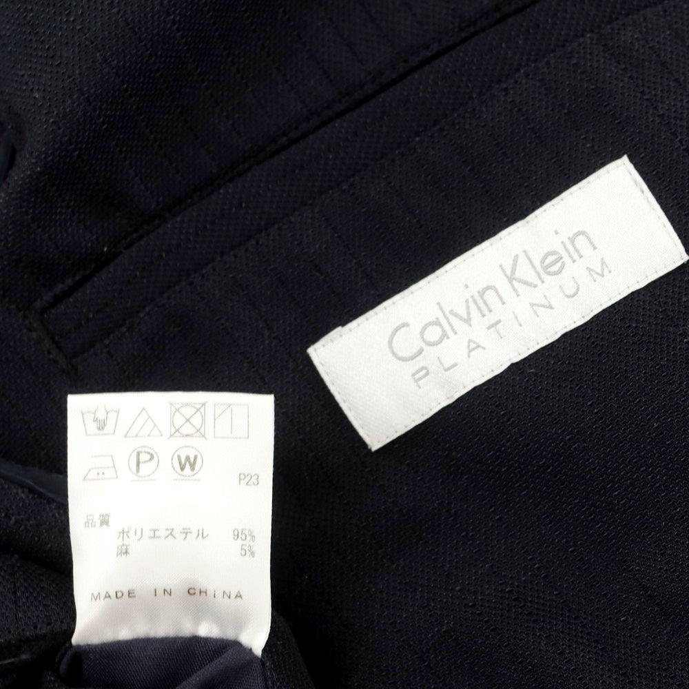【中古】カルバンクライン Calvin Klein ポリエステルリネン 2つボタン カジュアルジャケット ダークネイビー【 36 】【 状態ランクB 】【 メンズ 】 [CPD][BPD]