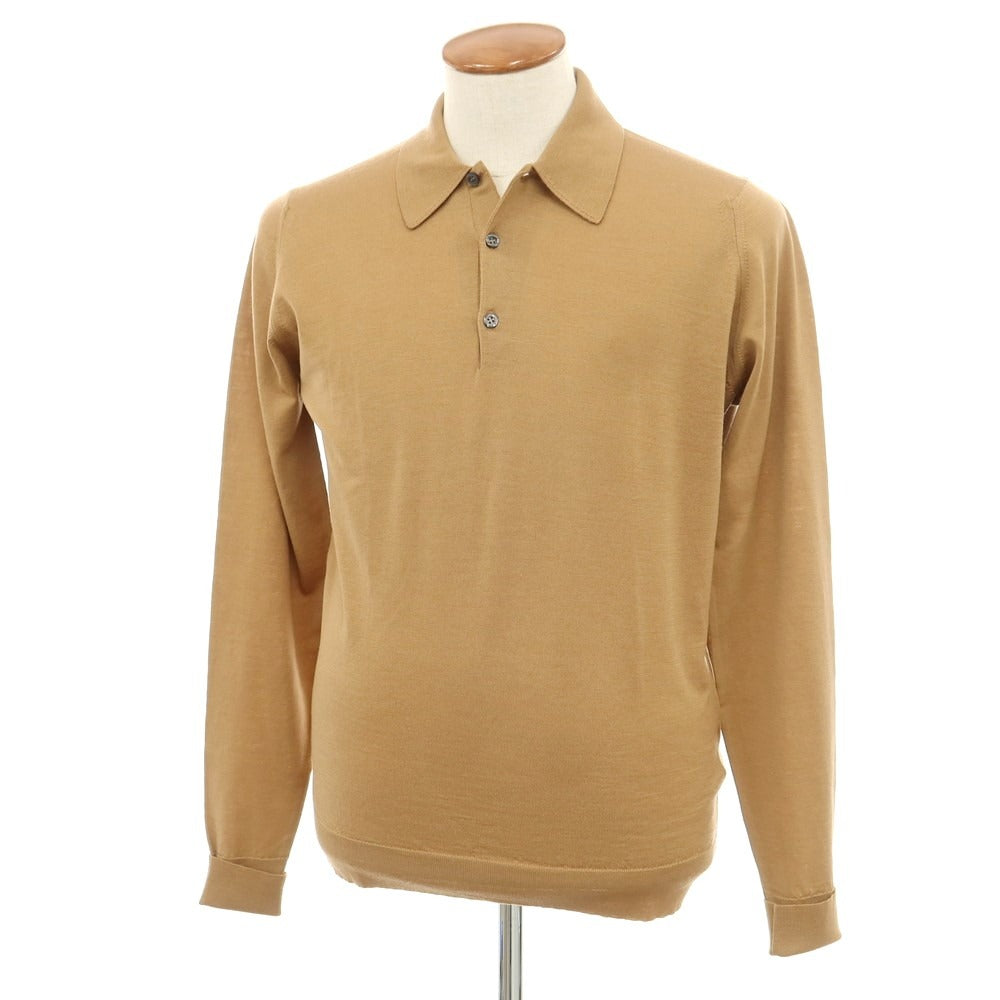 【中古】ジョンスメドレー JOHN SMEDLEY ウール 長袖 ポロニット キャメルブラウン【サイズM】【BRW】【A/W】【状態ランクA】【メンズ】