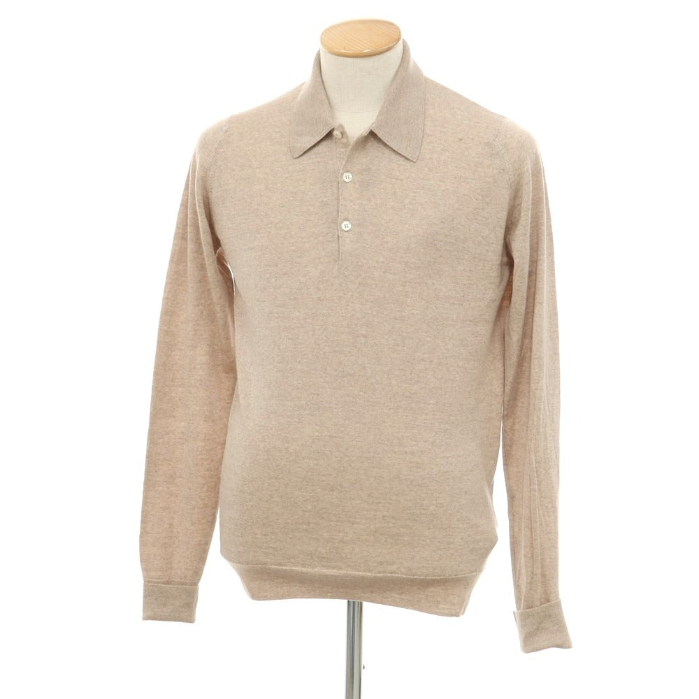 【中古】ジョンスメドレー JOHN SMEDLEY ウール 長袖 ポロニット ベージュ【サイズS】【BEI】【A/W】【状態ランクB】【メンズ】