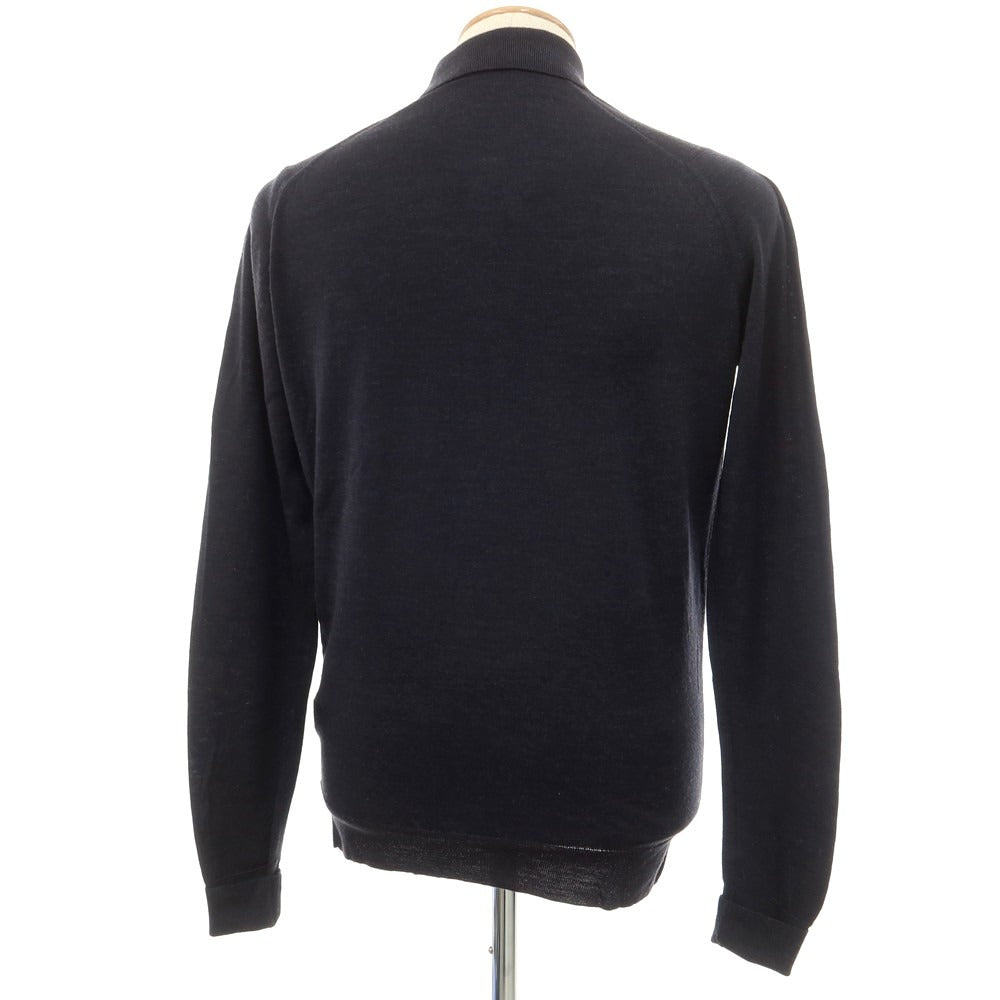 【中古】ジョンスメドレー JOHN SMEDLEY ウール 長袖 ポロニット ダークネイビー【サイズS】【NVY】【A/W】【状態ランクB】【メンズ】