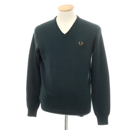 【中古】フレッドペリー FRED PERRY ウール Vネック プルオーバーニット ダークグリーン【サイズS】【GRN】【A/W】【状態ランクB】【メンズ】