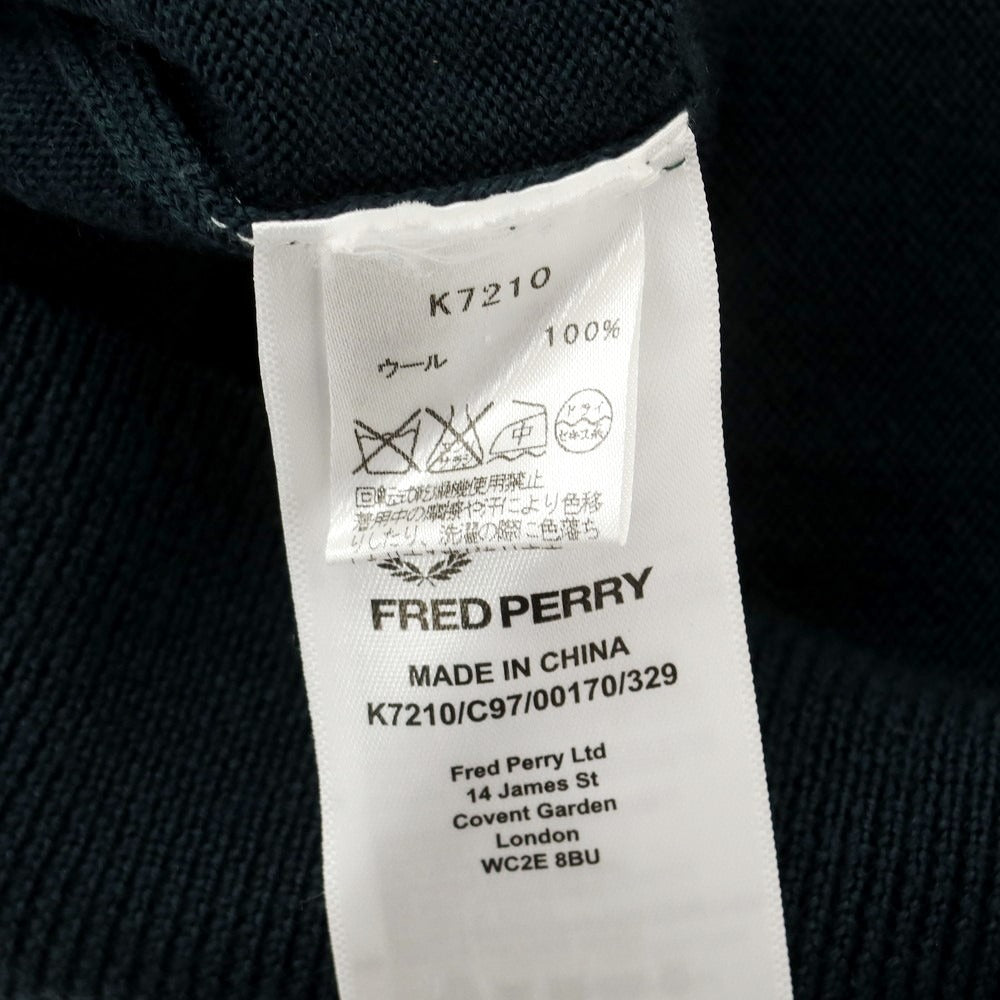 【中古】フレッドペリー FRED PERRY ウール Vネック プルオーバーニット ダークグリーン【サイズS】【GRN】【A/W】【状態ランクB】【メンズ】