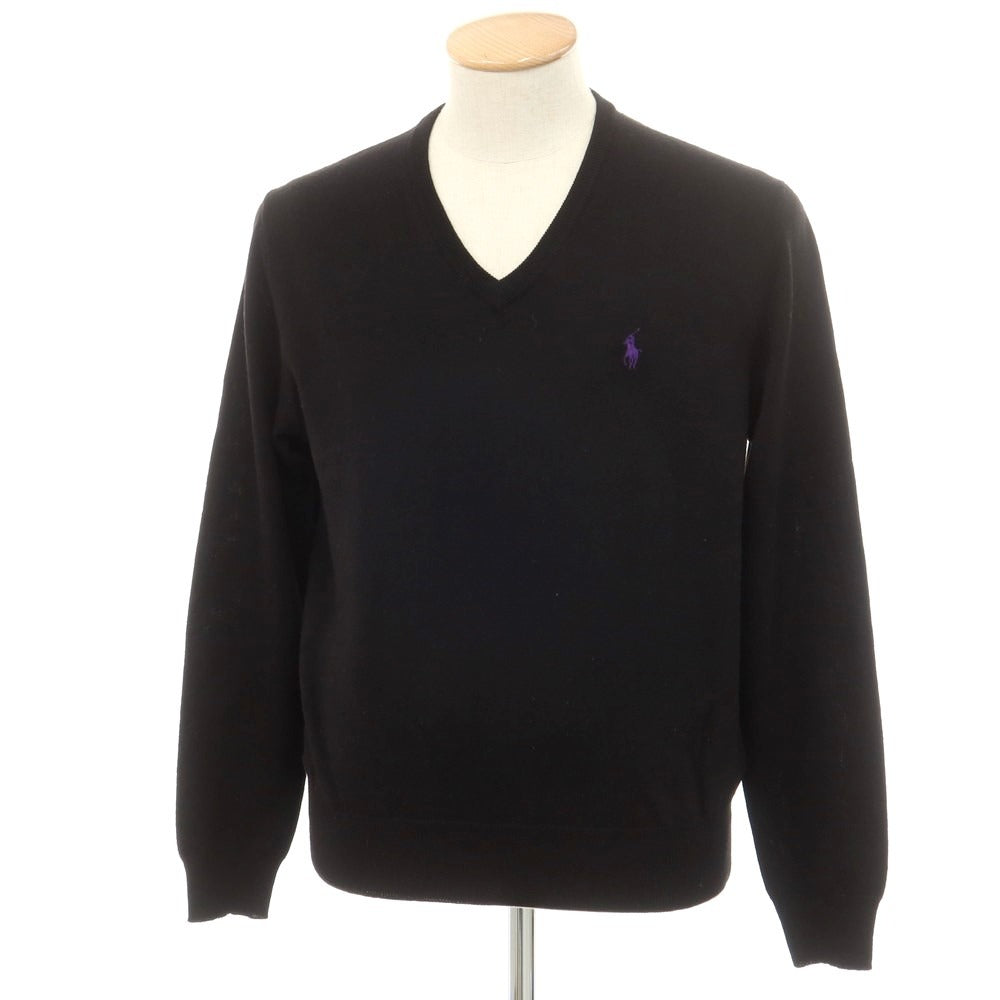 【中古】ポロ ラルフローレン Polo Ralph Lauren ウール Vネック プルオーバーニット ブラック【サイズS】【BLK】【A/W】【状態ランクB】【メンズ】