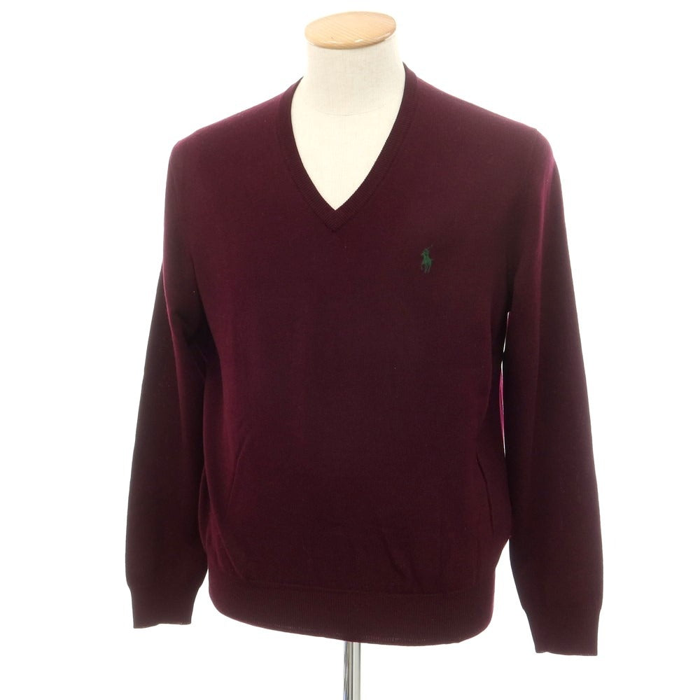 [Used] Polo Ralph Lauren Wool V-neck Pullover Knit, Wine [Size S] [PUP] [A/W] [Condition Rank B] [Men&