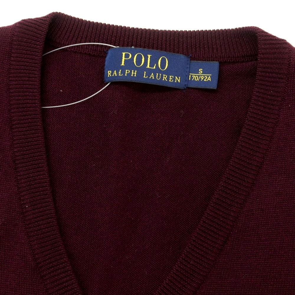 【中古】ポロ ラルフローレン Polo Ralph Lauren ウール Vネック プルオーバーニット ワイン【サイズS】【PUP】【A/W】【状態ランクB】【メンズ】