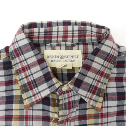 【中古】デニムアンドサプライ ラルフローレン DENIM &amp; SUPPLY Ralph Lauren コットン チェック カジュアルシャツ
 グレーxレッド【 S 】【 状態ランクB 】【 メンズ 】