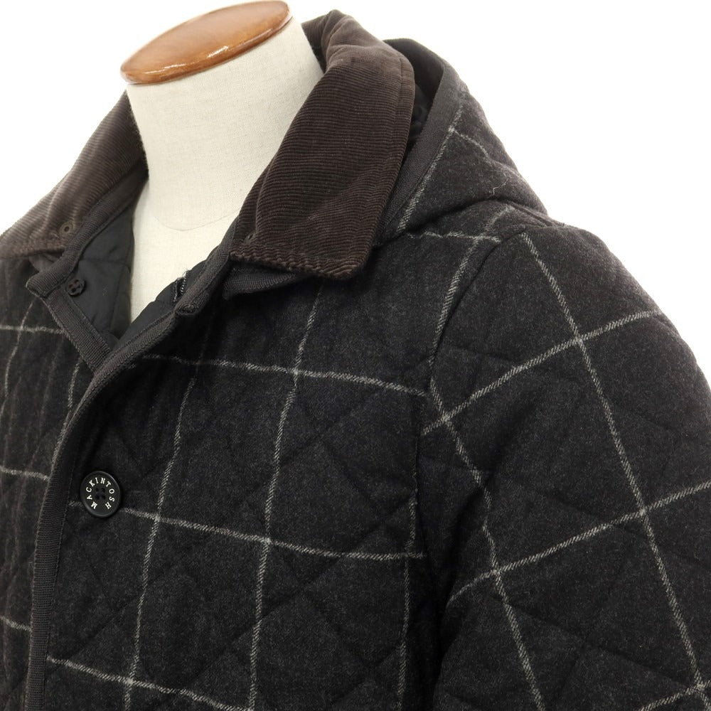 【中古】マッキントッシュ Mackintosh ウール チェック キルティングコート チャコールxグレー【サイズ38】【GRY】【A/W】【状態ランクB】【メンズ】