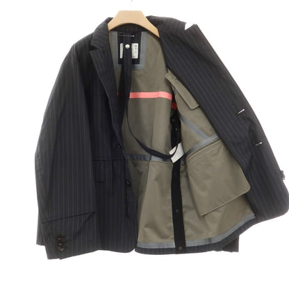 【中古】サカイ Sacai ポリエステル ストライプ ジャケット ブルゾン チャコールグレー【サイズ4】【GRY】【S/S/A/W】【状態ランクB】【メンズ】