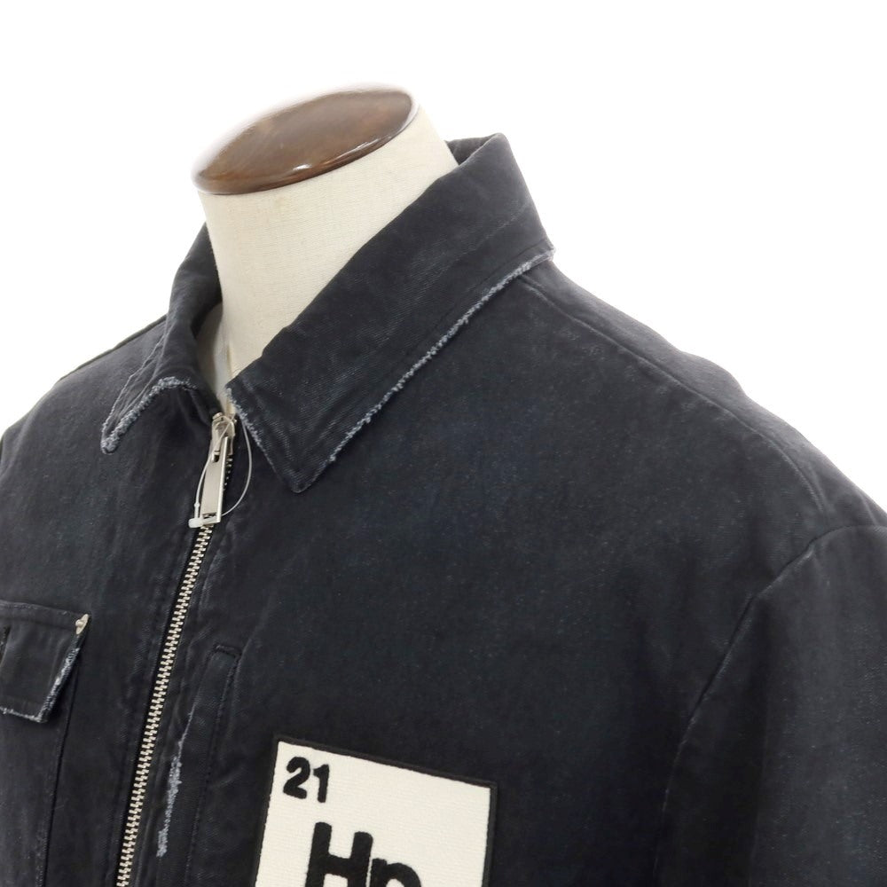 【中古】ヘロンプレストン HERON PRESTON コットン ユーズド加工 ジップアップ ワークジャケット ブラック系【 XL 】【 状態ランクC 】【 メンズ 】