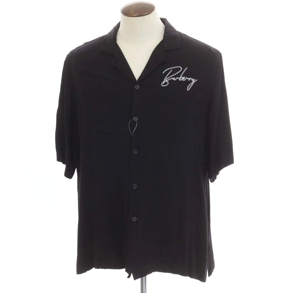 【中古】バーバリー BURBERRY レーヨン オープンカラー 半袖シャツ ブラック【サイズXXL】【BLK】【S/S】【状態ランクB】【メンズ】