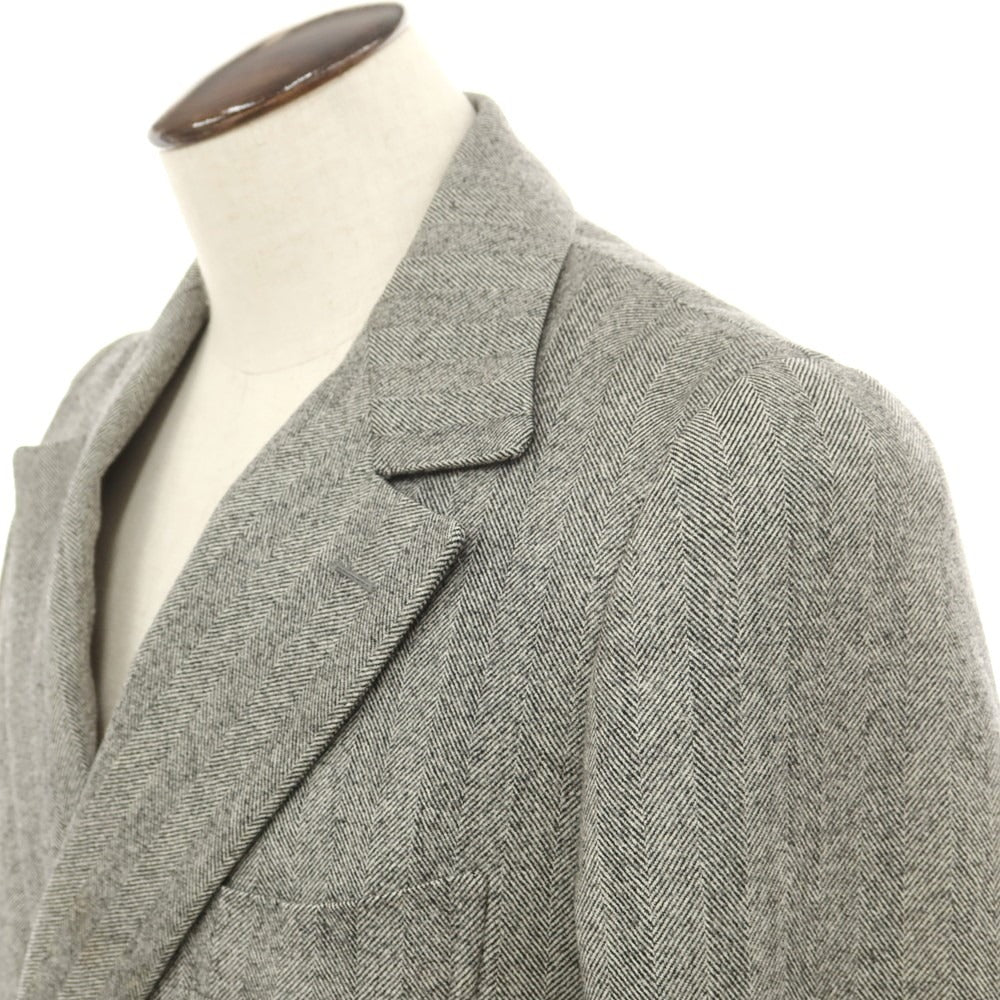 【中古】サルトリア リング Sartoria Ring ヘリンボーン織ウールカシミヤ ポロコート グレーxブラック【 48 】【 状態ランクB 】【 メンズ 】