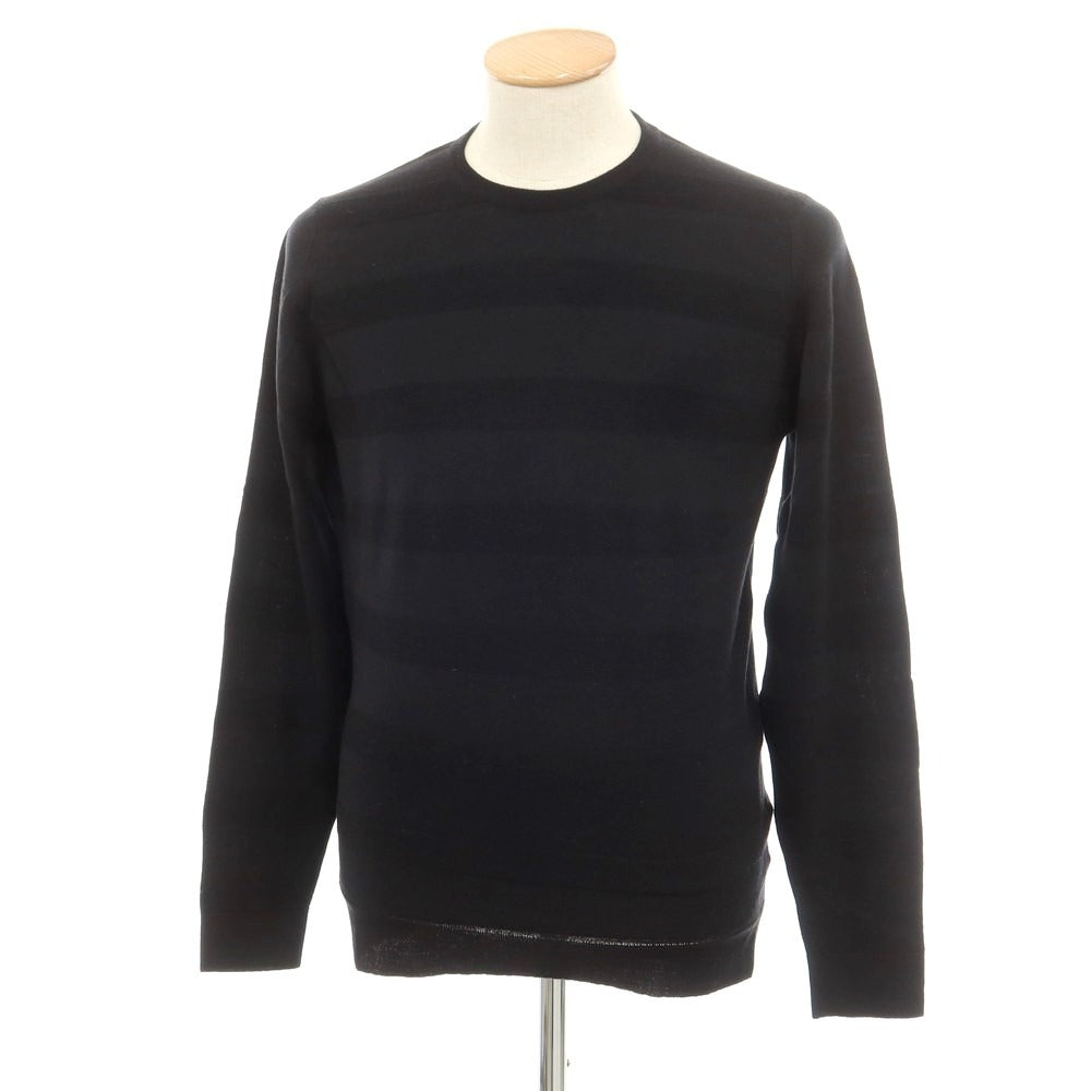 【中古】ジョンスメドレー JOHN SMEDLEY ウール ボーダー プルオーバーニット ブラック【サイズM】【BLK】【A/W】【状態ランクB】【メンズ】