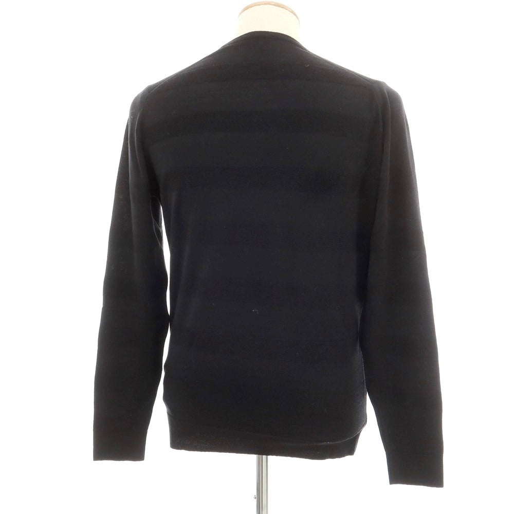 【中古】ジョンスメドレー JOHN SMEDLEY ウール ボーダー プルオーバーニット ブラック【サイズM】【BLK】【A/W】【状態ランクB】【メンズ】