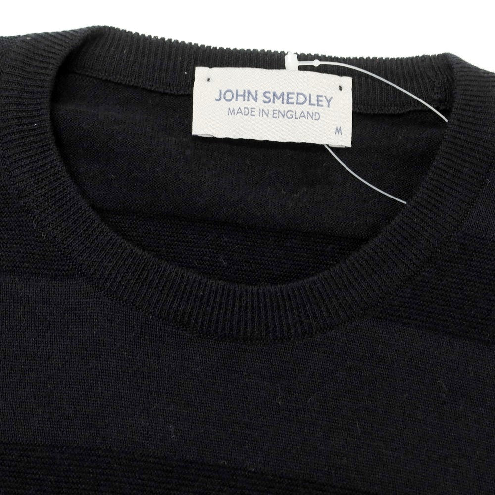 【中古】ジョンスメドレー JOHN SMEDLEY ウール ボーダー プルオーバーニット ブラック【サイズM】【BLK】【A/W】【状態ランクB】【メンズ】