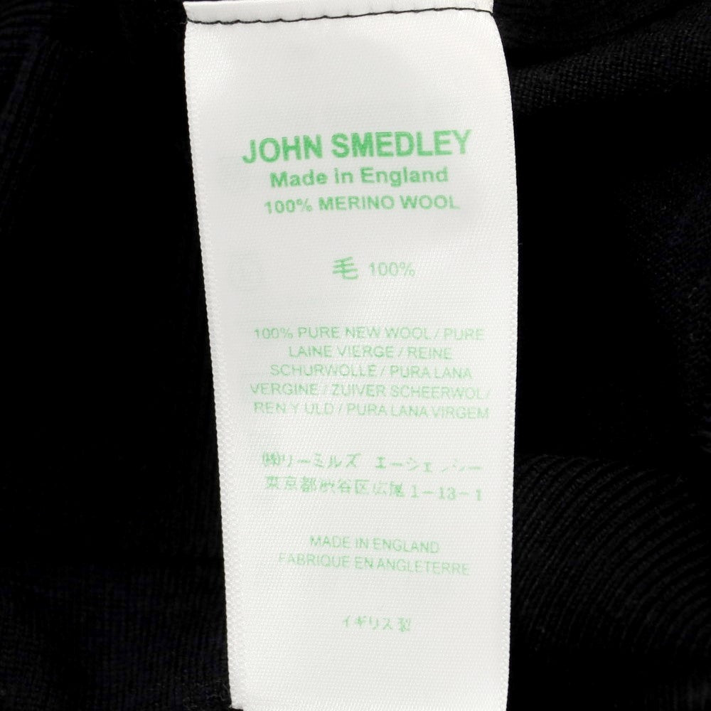 【中古】ジョンスメドレー JOHN SMEDLEY ウール ボーダー プルオーバーニット ブラック【サイズM】【BLK】【A/W】【状態ランクB】【メンズ】