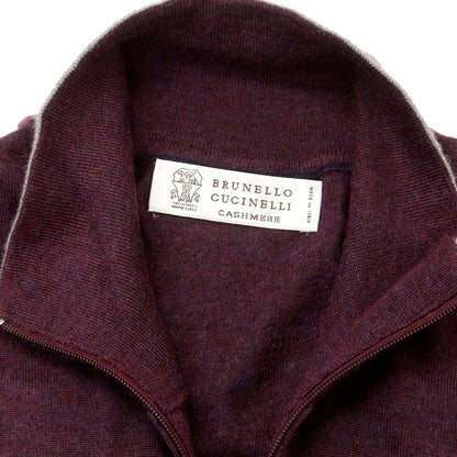 【中古】ブルネロクチネリ Brunello Cucinelli カシミヤシルク ジップアップ カーディガン パープル【サイズ46】【PUP】【A/W】【状態ランクA】【メンズ】